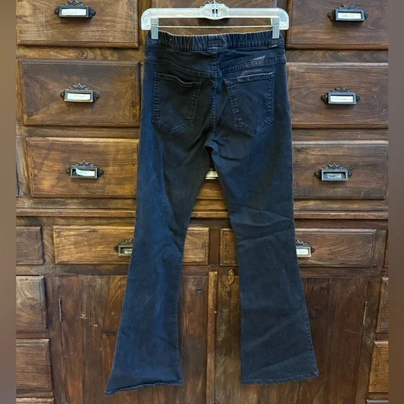 MOTHER Black Elastic Waist Pull On Flare Jeans - Picture 3 of 6